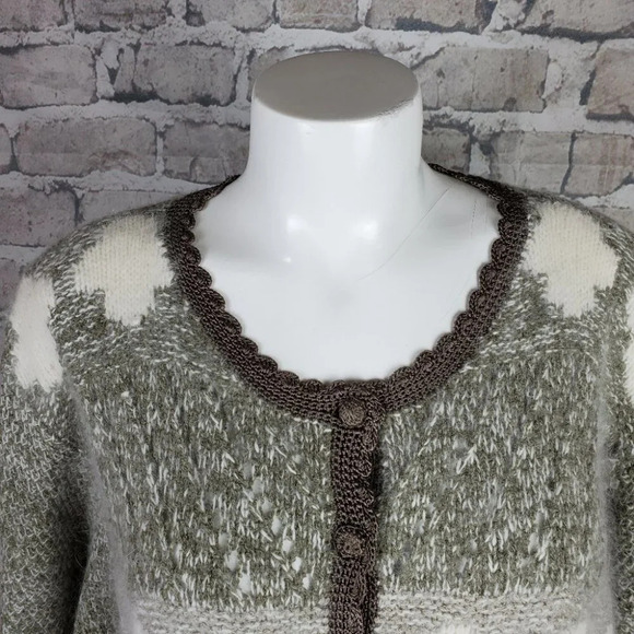Vintage Angora Button Front Cardigan Sleight of Hand Sage M/L - Picture 3 of 12